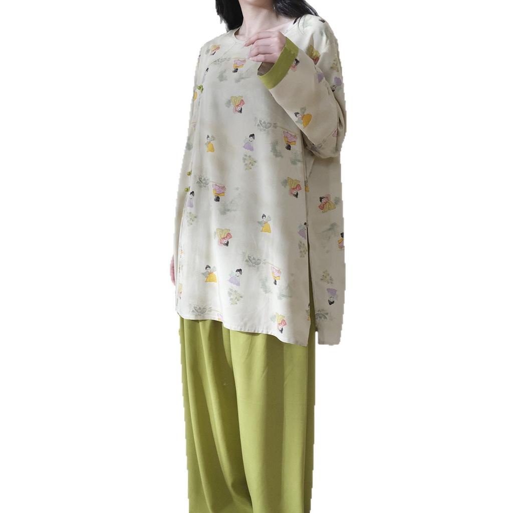 Cotton and silk pajamas women's spring, autumn and summer cotton and silk high-end sense new Chinese style national style can be worn outside holiday