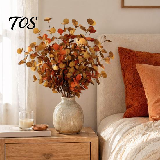 Fall Artificial Eucalyptus Stems Stems, Leaves, Fake Greenery Branches, Autumn Vase Fillers Flowers for Wedding Centerpiece Farmhouse Home Decoration