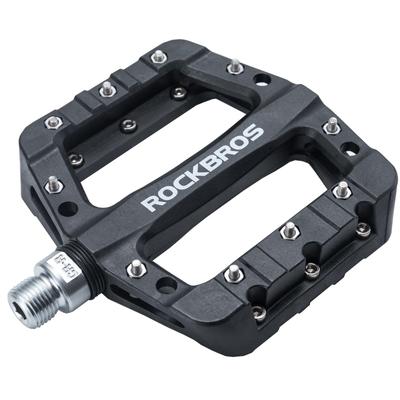 ROCKBROS велосипедные плоские легкие MTB шоссейные нейлоновые большие BMX левые и правые педали, педали, педали, велосипед, волокно, площадь, противоскользящие, 9/16" (черный)