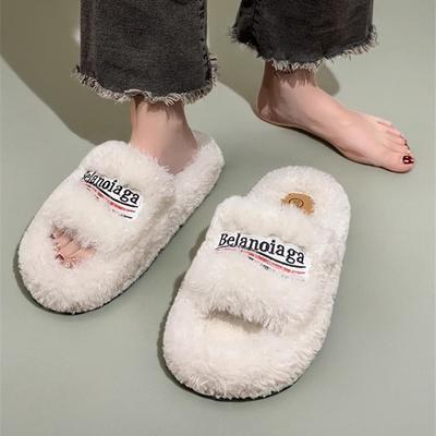 Интернет-знаменитость супер огонь красивые пушистые тапочки женские 2025 осень-зима новая мода высокое чувство ягненок тренд бренд хлопок швабра