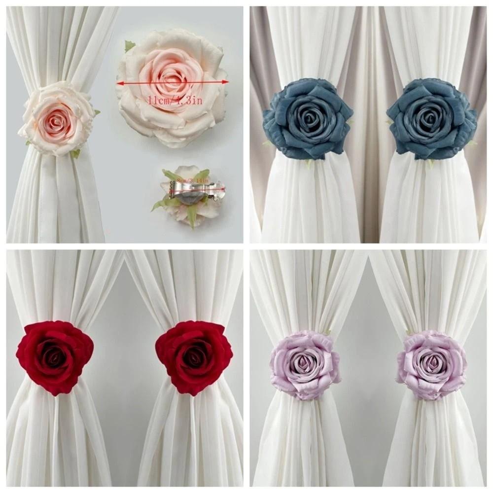 Realistic Rose Curtain Clips Exquisite Curtain Straps Clips Curtain Tape Dormitory