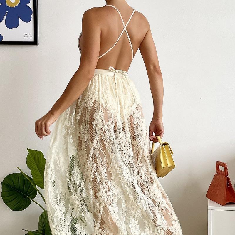 Sexy Women One Piece+ Skirts Swimsuit Backless Swimming Suit Women Swimwear Deep V-neck One Piece Swimsuit Women Beach Skirt