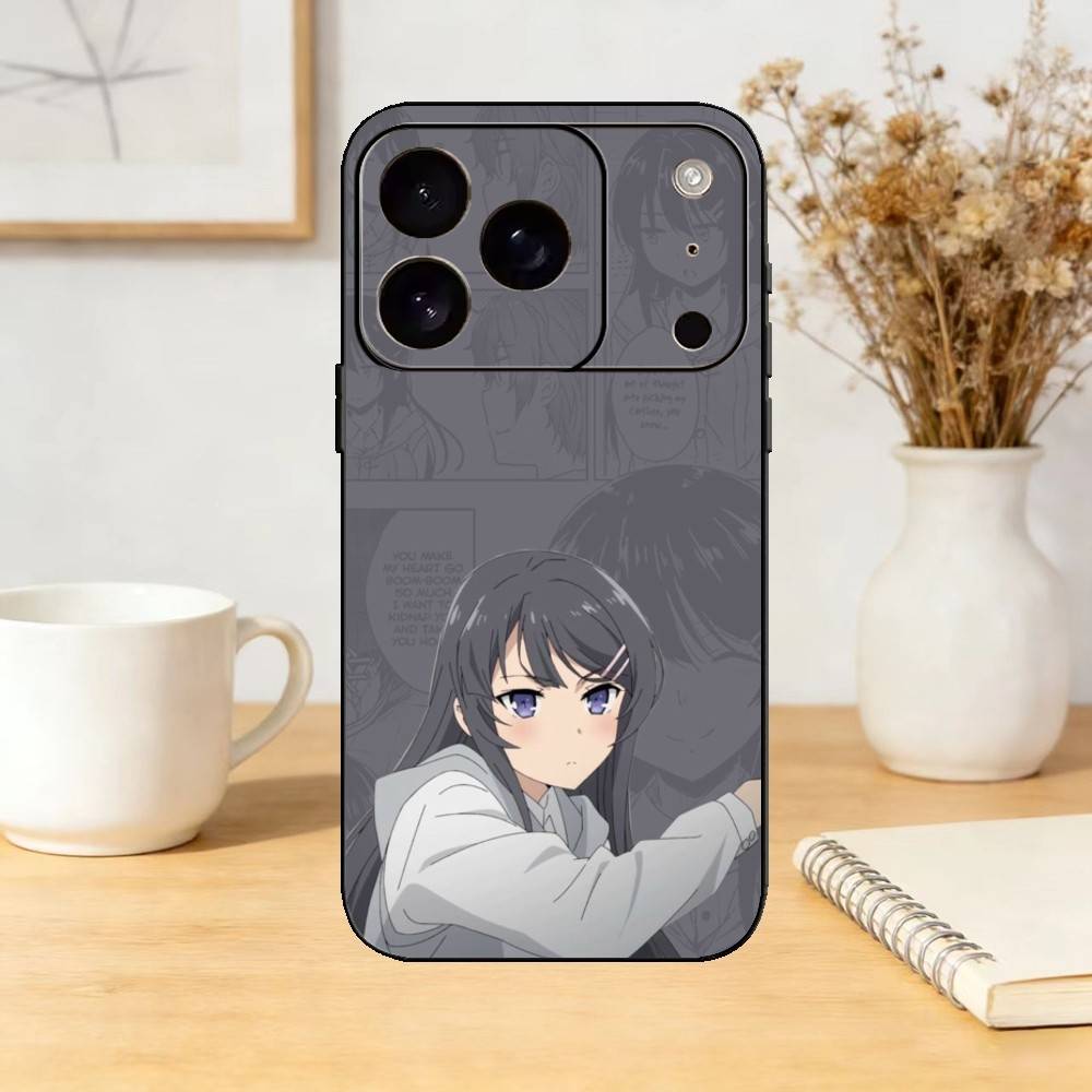 Чехол для телефона Senior S-Sakurajima Mai для iPhone 17,16,15,14,13,12,11 Plus,Pro,Max,Mini Силиконовый черный Мягкий чехол
