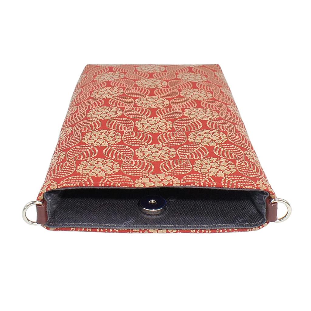 Чехол для смартфона Indenya Inden Sacoche Smartphone Pochette для смартфона Crossbody Deerskin Red x White Lacquer с узором гортензии 5029-13-174