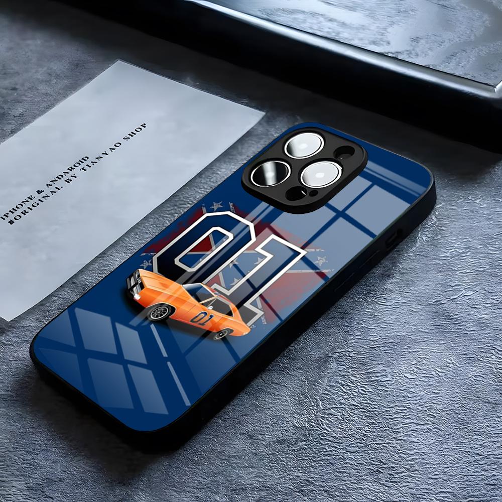 The General Lee Dukes Of Hazzard 01 Phone Case For IPhone 16 15 14 Pro 11 13 12 Mini XS XR Max 6 8 7 Plus SE Glass Cove