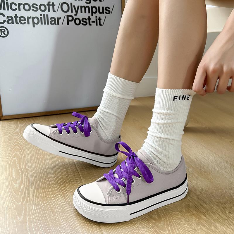 Женские кеды из парусины с широким носком - Mango Square Toe Thick Sole, всесезонные 2023, весна/лето/осень для студентов