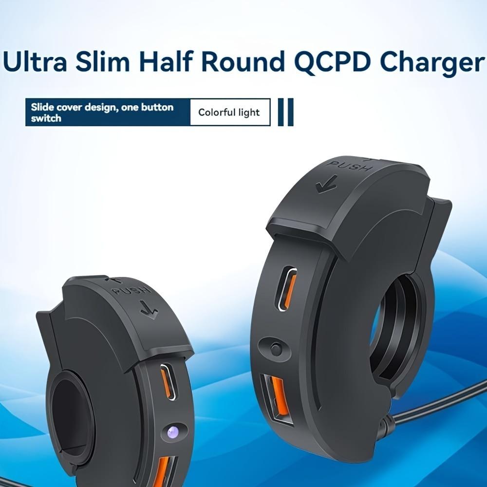 Быстросъемное USB-зарядное устройство для мотоцикла - тонкое универсальное крепление на ручку с быстрой зарядкой QCPD DC 12-24 В