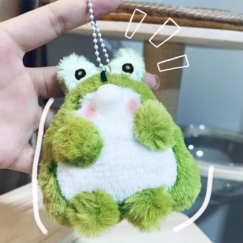 Брелок для ключей в виде плюшевой куклы ручной работы с милым пищащим пузырем, креативная кавайная пушистая мягкая игрушка-рюкзак с подвеской