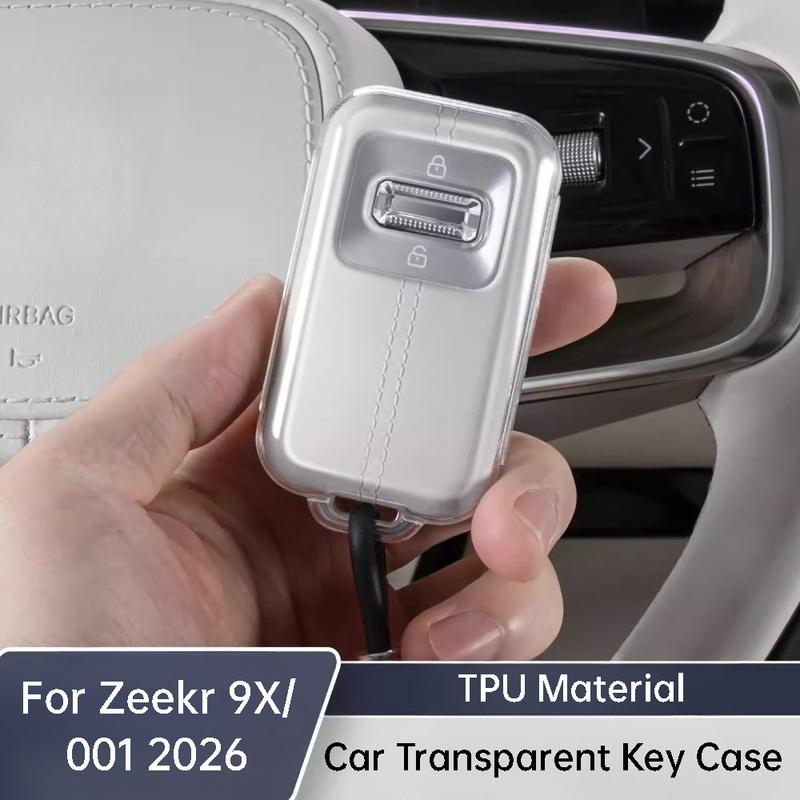 Для Zeekr 001 9X 2026 TPU Прозрачный чехол для ключа автомобиля Чехол-брелок для дистанционного ключа Полная защитная оболочка Аксессуары с брелком
