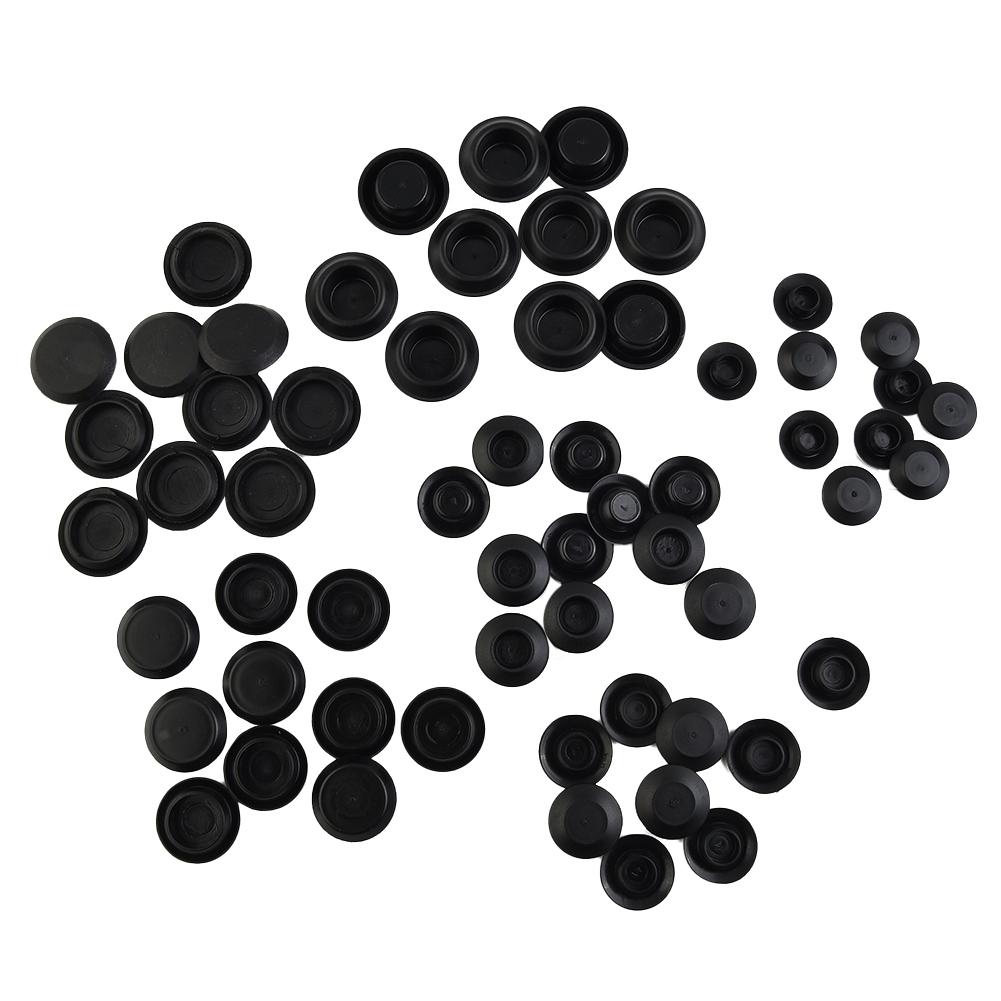 60 Piece Flush Mount Black-Plastic Hole-Plug Assortment Auto Body Sheet Metal