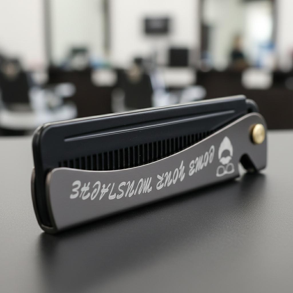 Foldable metal beard comb with opener for men