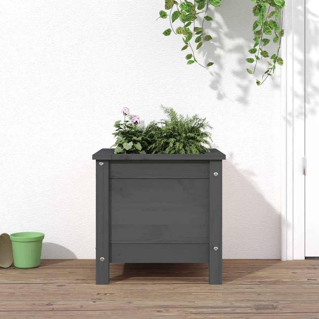 Plant Pot Gray 40x40x39 cm Solid Pine Wood