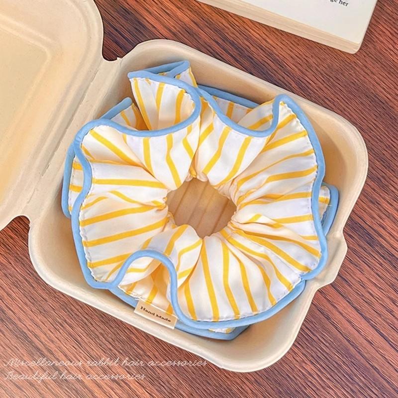 Korean Striped Large Intestine Scrunchie Hair Tie For Women Girls Sweet Hair Ornament Elastic Hair Band Hair Accessories