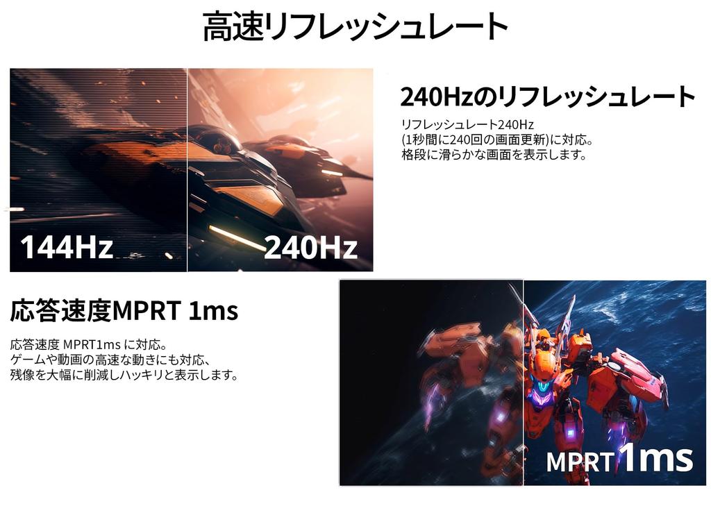 JAPANNEXT Gaming Monitor 240Hz 1ms Full HD 1920x1080 Resolution IPS Panel Display Light Viewing 27-inch (HDMI/DisplayPort/VESA Compatible/Blue