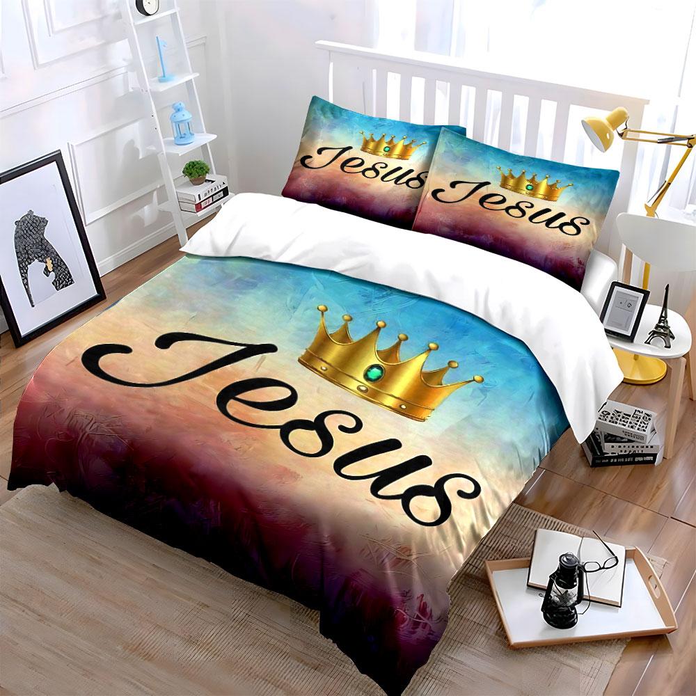 "Jesus Crown Bedding Set" Bedding Duvet Cover Set Duvet Cover Pillowcases (1 * Duvet Cover 2 * Pillowcases, without duvet insert)