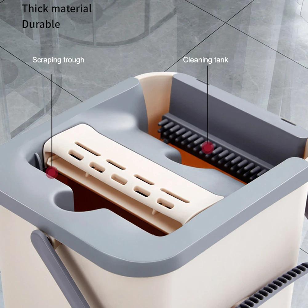 Волшебный Пол Плоская Швабра с Ведром Ручная Без Рук Ленивая Уборочная Швабра Микрофибра 360° Вращающаяся Самоотжимающаяся Швабра Уборка Дома