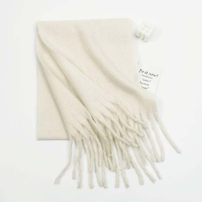 Autumn and Winter Solid Color Imitation Cashmere Beard Scarf Women's Versatile Shawl Scarf Light Luxury Style