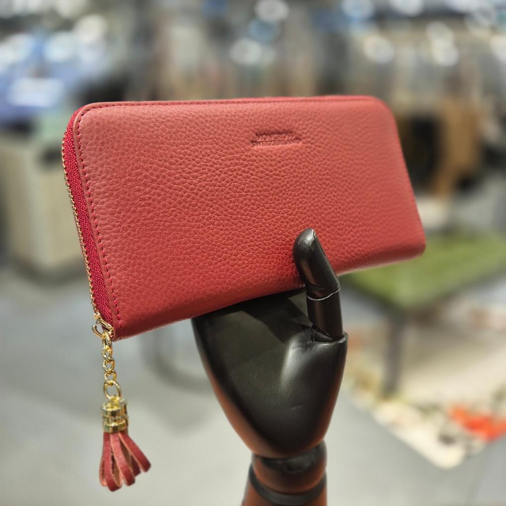 moncross 8061RE3 zippered tassel calfskin long wallet