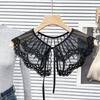 Fashion Ladies Blouse Detachable False Collar Floral Lace Embroidered Shawl Leisure Decoration Capelet