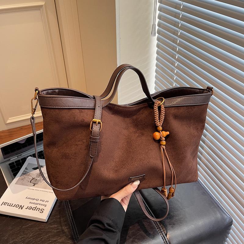 Сумка премиум-класса с текстурой, женская, большой вместимости, новая коллекция осень-зима 2025, универсальная ретро-сумка-мессенджер, портативная сумка-тоут для поездок