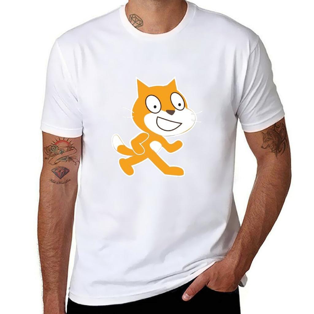 Official Scratch White Outline Mascot Tshirt Independence Day Short Sleeve Tshirt