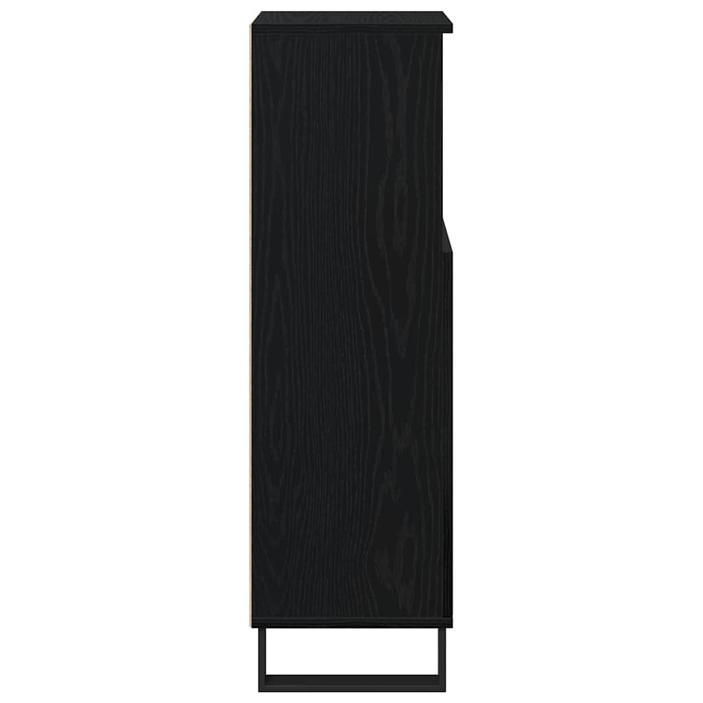 Bathroom Cabinet with Door Black Oak Effect 30 x 30 x 100 cm