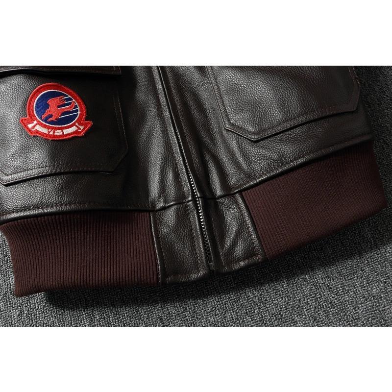 Топ G1 из натуральной воловьей кожи, мужская кожаная куртка со съемным меховым воротником, летный костюм, куртки для мужчин, военное пальто-авиатор, зимнее