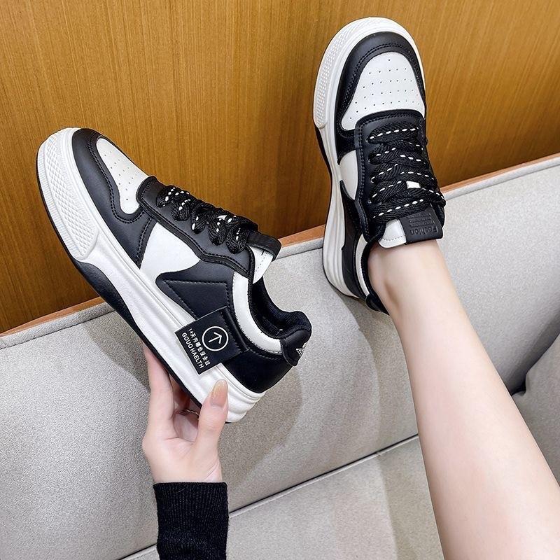 College Style Casual Board Shoes Women's Spring and Autumn New Platform Sneakers Mocha Brown and White Shoes Women's Shoes