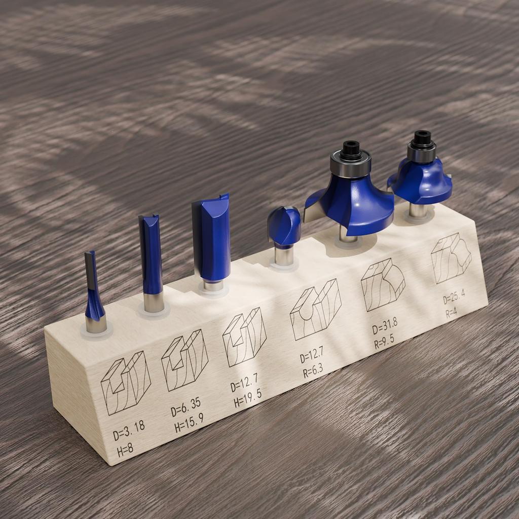 CSOOM Professional Grade Cemented Carbide Wood Router Bit Set of 6 | Gourd Surface,