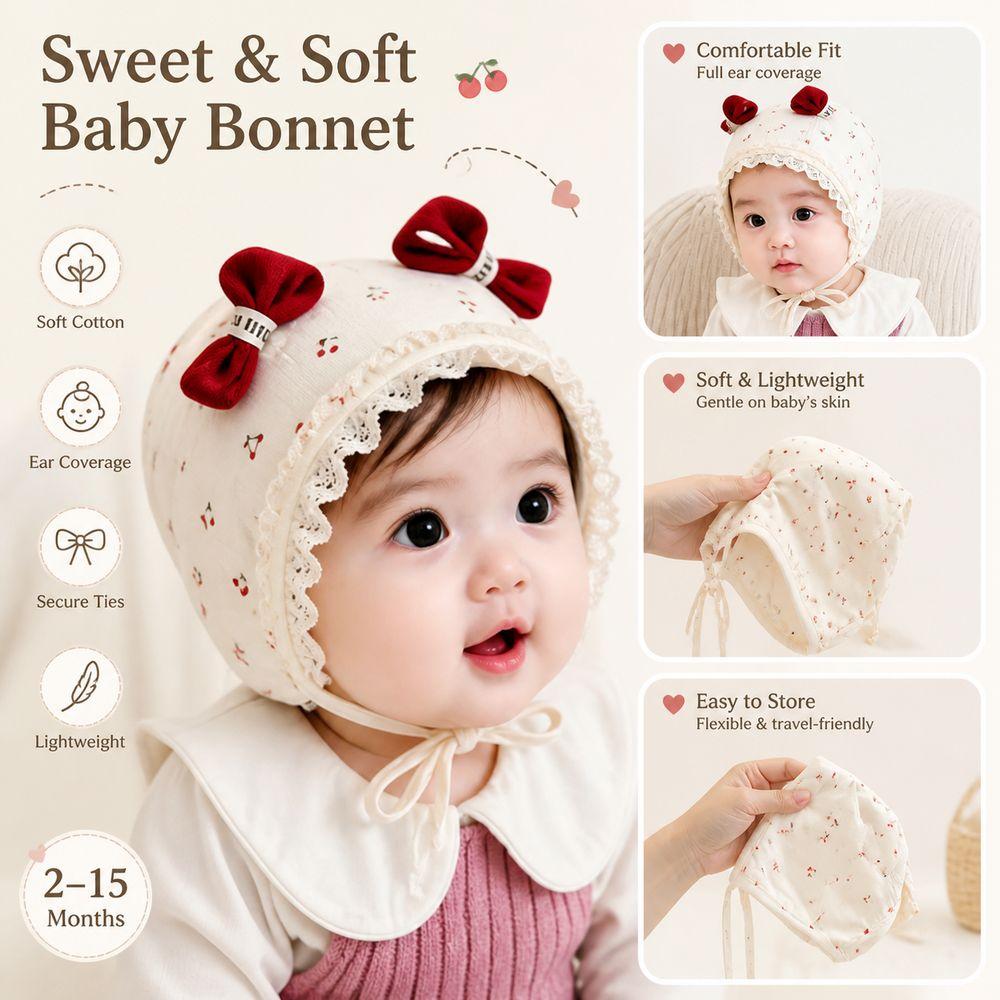 Cotton Baby Hat Windproof Infant Bonnet New Baby Girls Cap Spring Autumn Wear