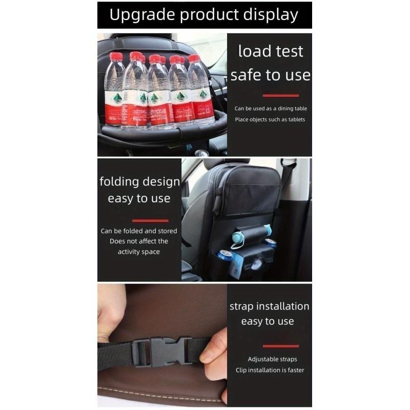 Premium All-in-One Car Back Seat Organizer Foldable Table, Kick Mats, Tissue Box, Cup & Umbrella Holders, Laptop Station, and Car Eating Tray