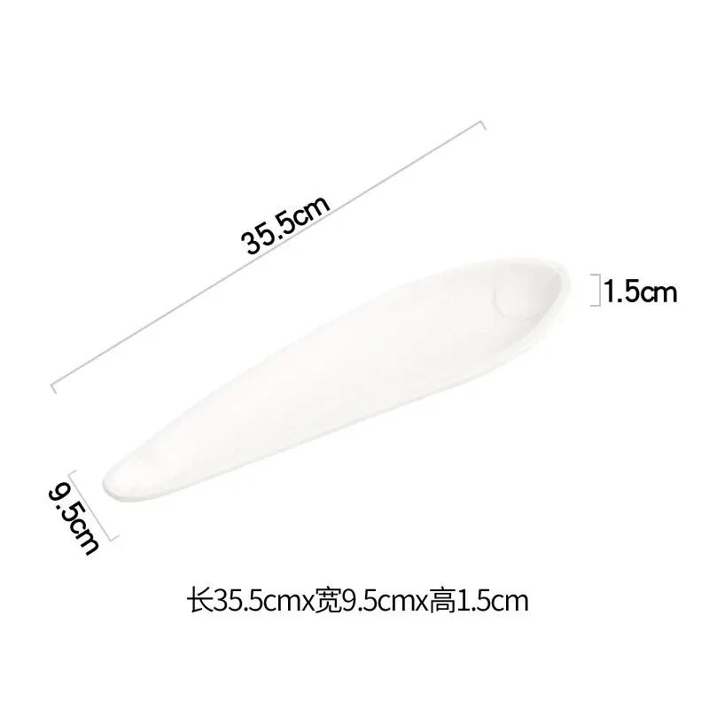 Белая Формованная Рыбная Тарелка Керамическая Осенний Нож Рыба Длинная Полосатая Тарелка Тарелка для Рыбы на Пару Суши-Блюдо Художественная Концепция Посуда