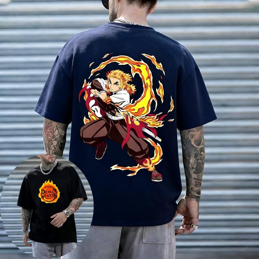 Plus Size Demon Slayer Anime Print Men and Women Summer Tshirt Casual Parentchild Top Fashionable Cotton Street Harajuku Y2K
