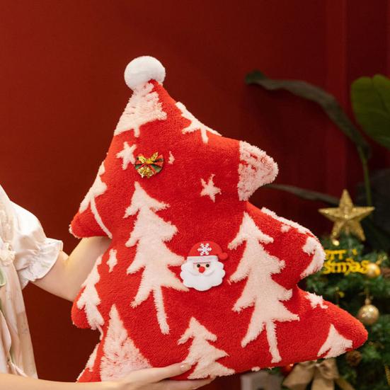 Плюшевая подушка в виде рождественской елки, мультяшная мягкая игрушка, мягкая диванная подушка, праздничное украшение для дома для дивана