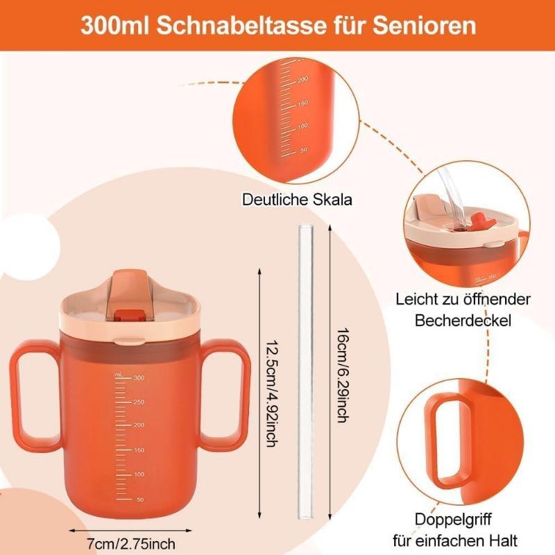 3-in-1 Sippy Cup for Seniors, BPA-Free Silicone, 300 Ml Drinking Cup for Seniors with Handle, High Quality and Durable, Care Cup for Patients