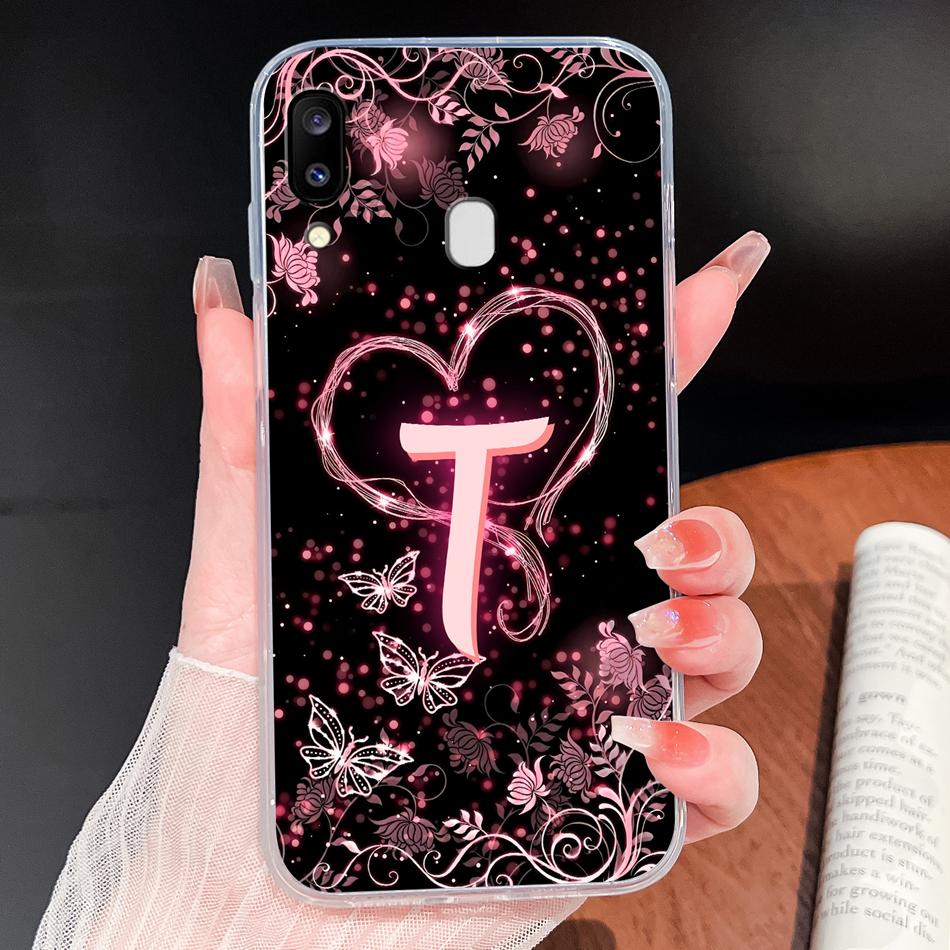 For Samsung Galaxy A20 A20S A21 A30 A30S Phone Case Butterfly Letters Soft TPU Clear Silicone Shell For Galaxy A 20 A 30 Housing