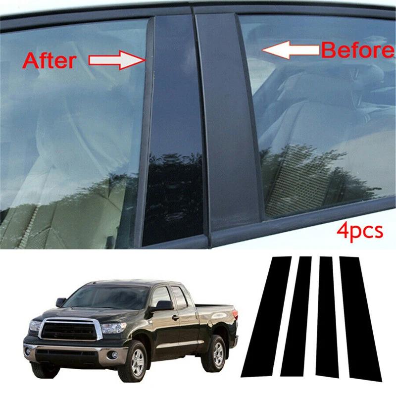 4Pcs Window Trim Covers Center Film Column B C Pillar Posts Sticker Car Accessories for Toyota Tundra Crew Max Cab/Double Cab 2007-2020