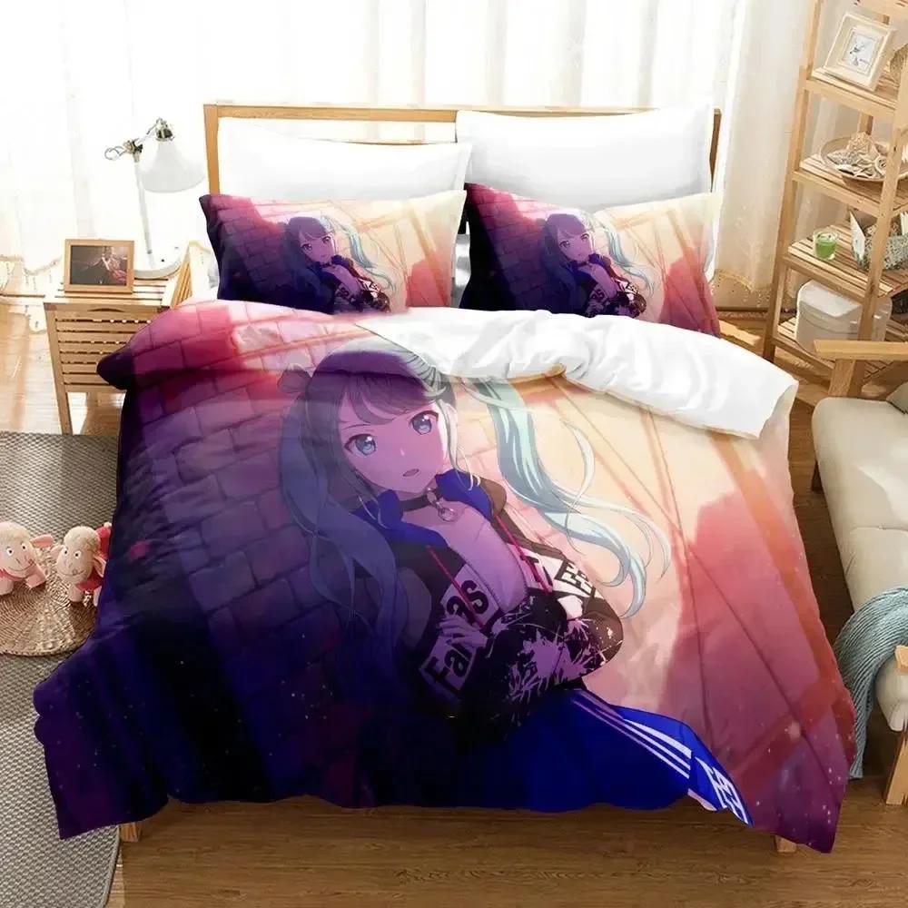 Comforter Anime Hoshino Ichika Project Sekai Bedding Set Printed Bed Set With Soft Queen King Size Bedclothes Home
