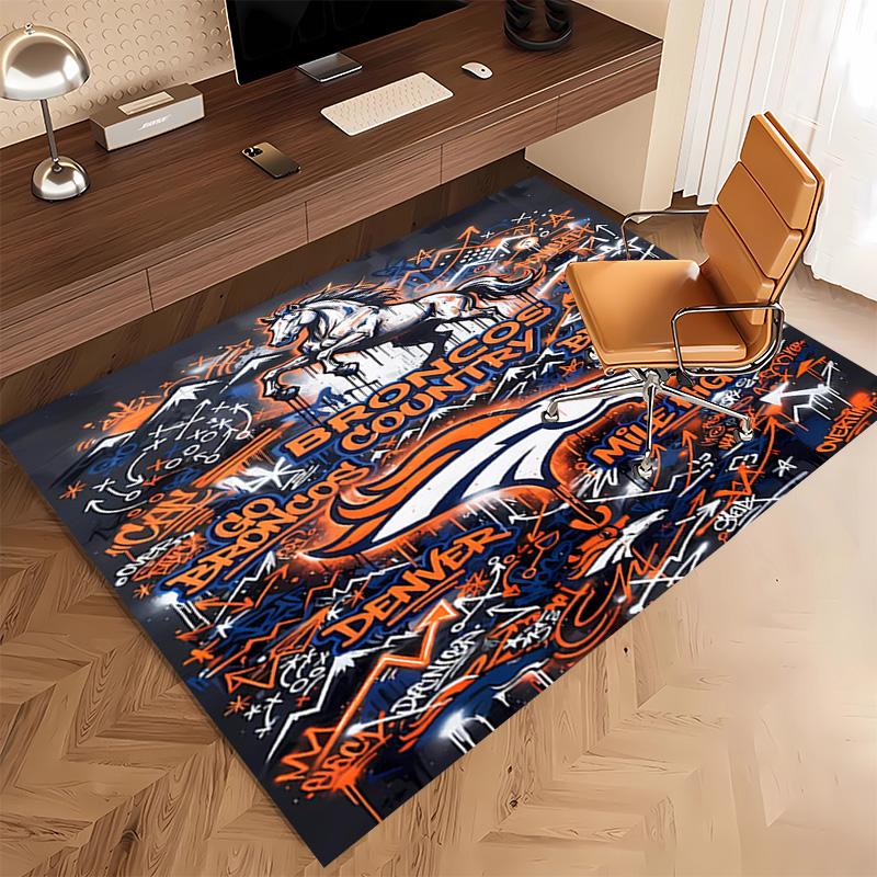 1 шт. Коврик с принтом ЛОГОТИПА Denver Broncos - Мягкий, Моющийся, Нескользящий Коврик для Помещений, Декоративный Коврик для Гостиной, Домашнего Офиса, Декоративный Коврик для Офиса