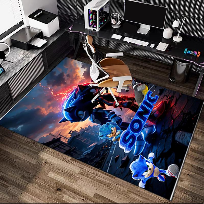 1pc Sonic the Hedgehog Carpet for Room Floor Mat, Comfortable Office Chair Printed Area Rug, Beautiful Hotel Rug