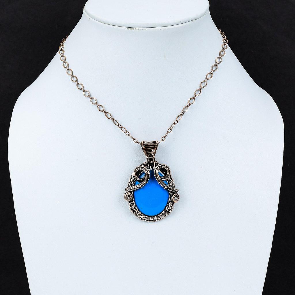 Спящая красавица, бирюзовый кулон, медная проволока, кулон с драгоценным камнем, уникальный медный дизайн, ювелирные изделия, ручная работа, ювелирный подарок для него