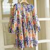 Little Naive Girls' Bubble Long Sleeve Ruffle Trim Floral Dress