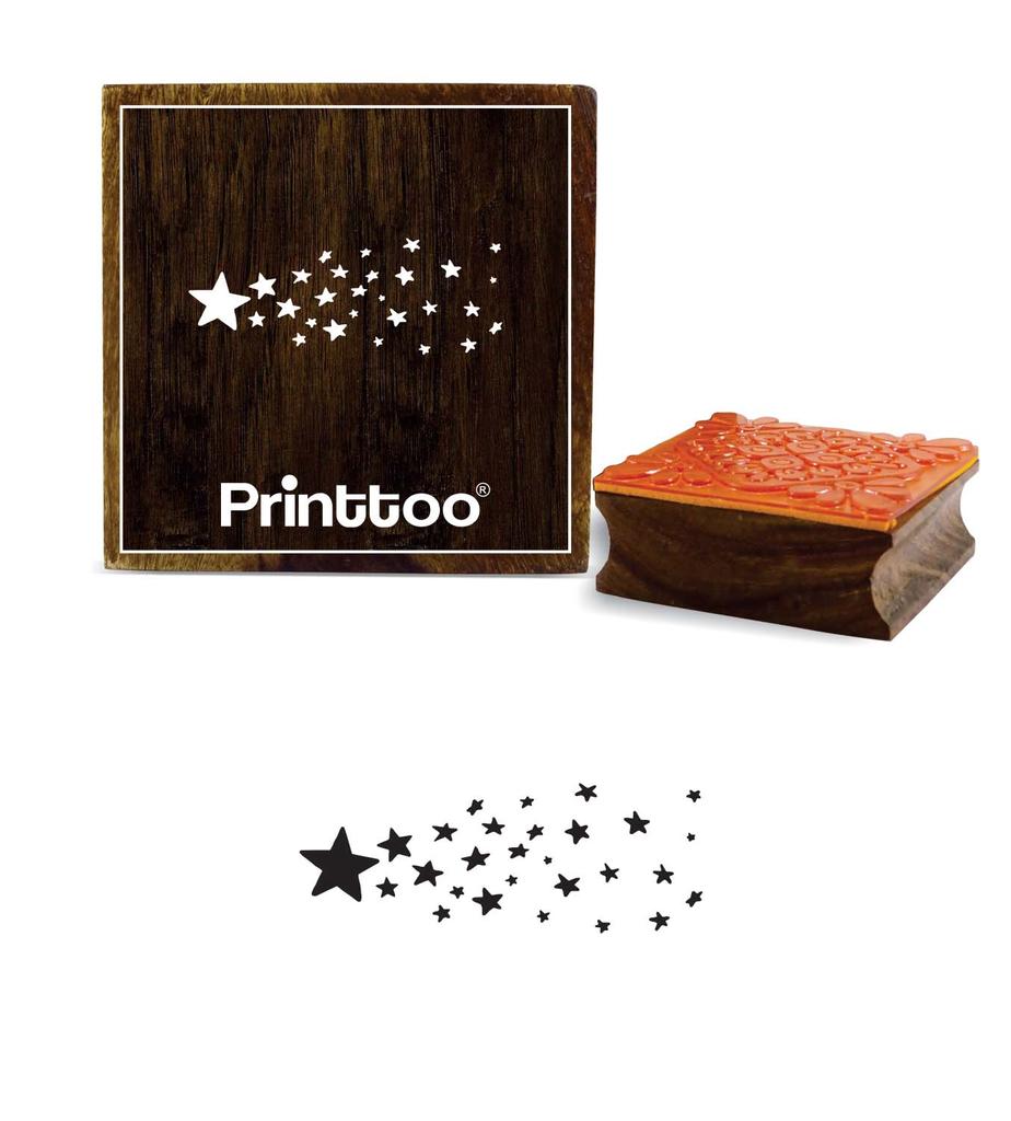 Printtoo Stars Pattern Crafting Scrap-Book Square Wooden Rubber Stamp Block-2 x 2