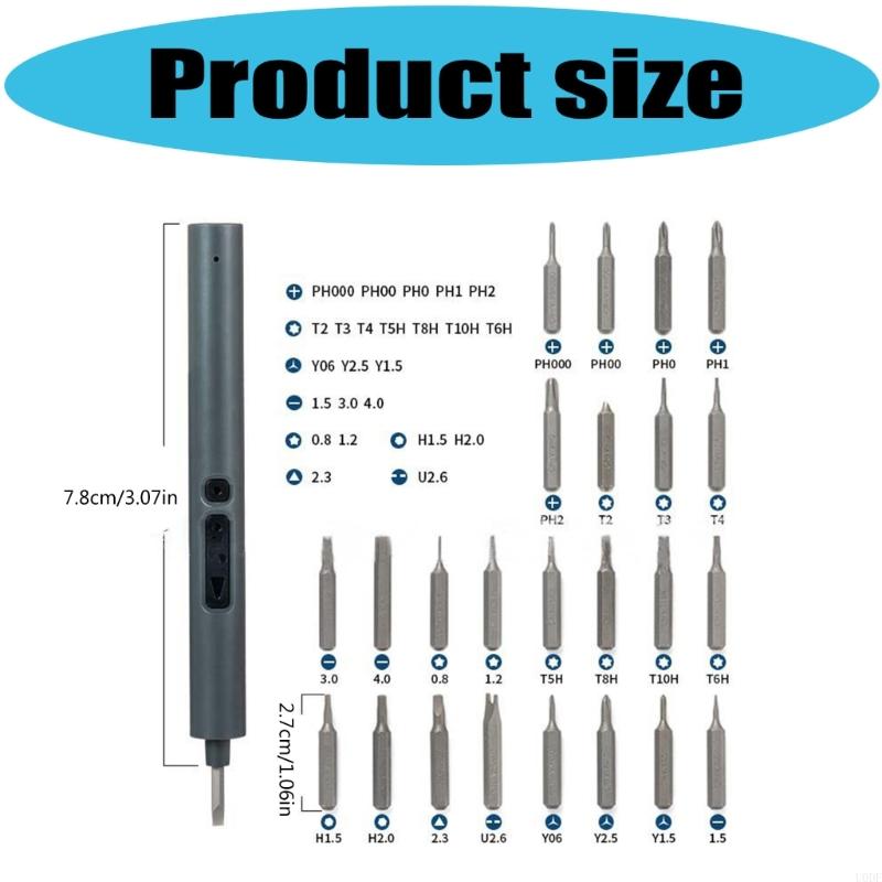 Portable Electric Screwdriver Set 28 Accessories Build In LED Light Fast Charging