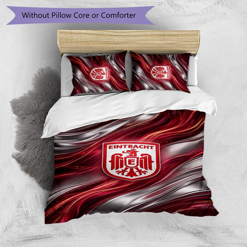 Eintracht Frankfurt Football Printed 3 Pieces Bedding Set, Comfortable Skin Friendly Bedroom Duvet Cover Set