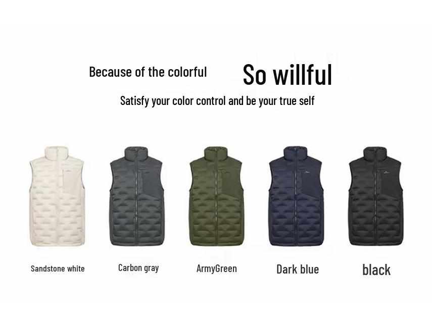 Мужской ветрозащитный пуховый жилет с воротником-стойкой - Легкий, Термозапечатанный, 90% пуха, Без рукавов, Верхняя одежда для осени/зимы