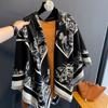 2024 New Korean Printed Large Square Scarf with Thickened Double-sided Imitation Cashmere Autumn and Winter