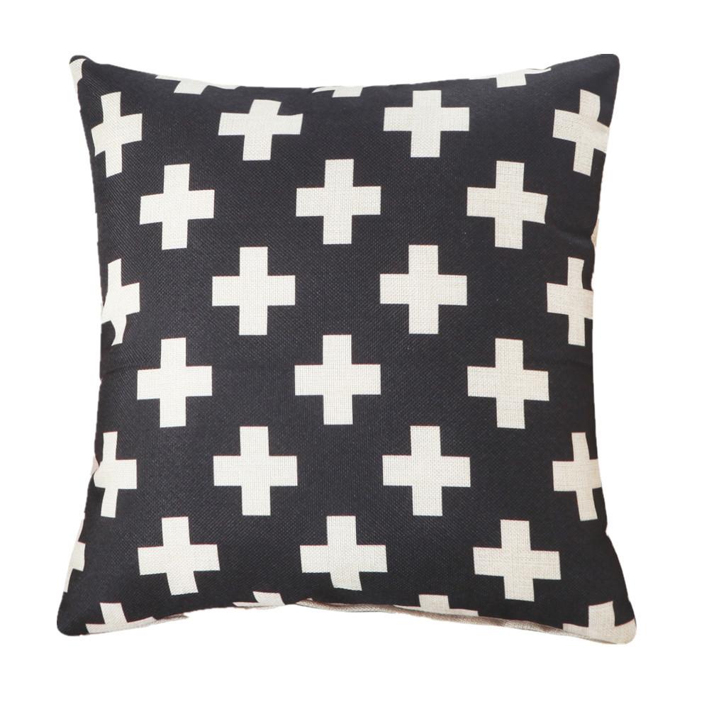 45x45cm Classical Geometric Plaid Cushion Cover Cotton Linen Home Living Room Bedroom Throw Pillow Case