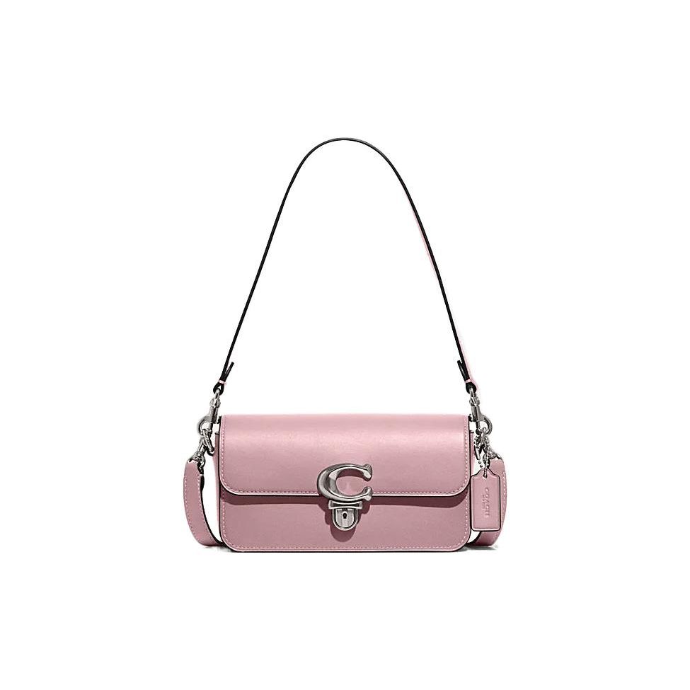 Coach Studio 20 Solid Color Letter Logo Push Button Flap Closure Leather Baguette Bag Women handbags Purple CE331-LHU8U