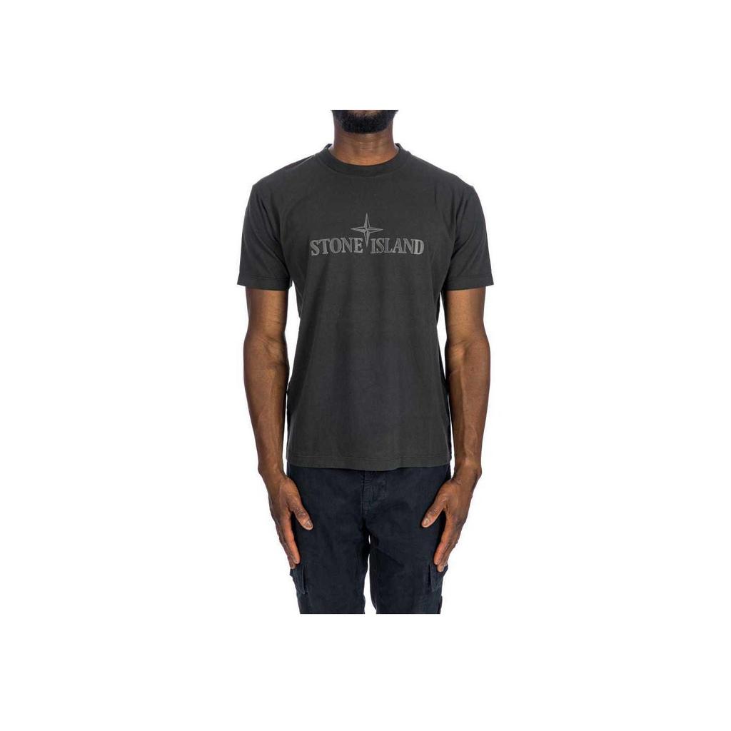 STONE ISLAND FW24 Хлопковая футболка с логотипом, короткий рукав, мужские топы, серый 81152NS80-V0062